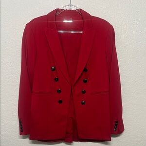 T Tahari Women’s Size 12 Red Blazer with Black Buttons